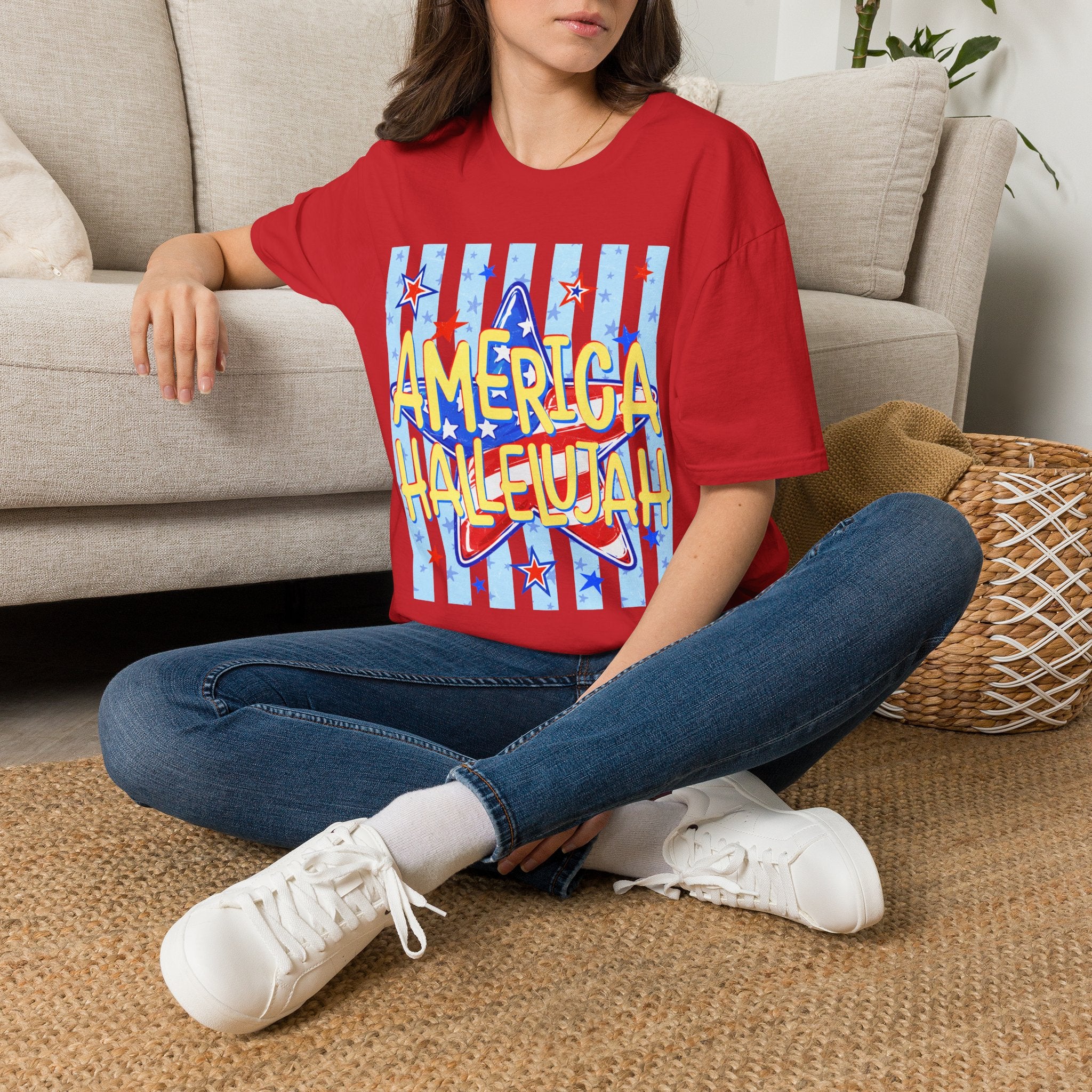 America Hallelujah T-Shirt — Patriotic Star Graphic Tee for 4th of July
