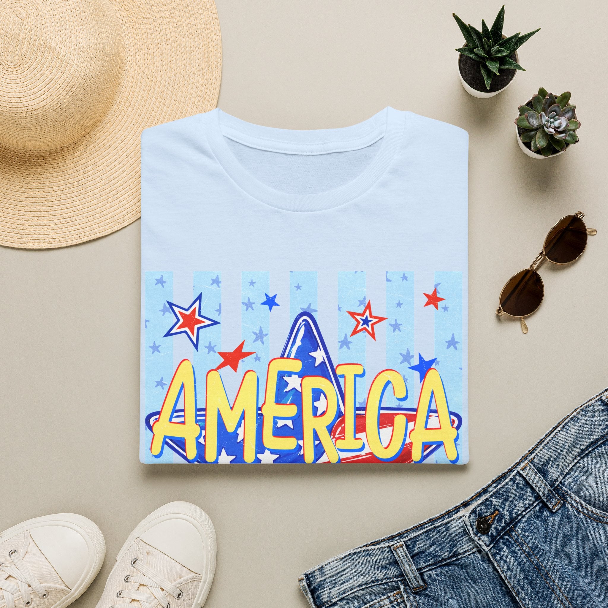 America Hallelujah T-Shirt — Patriotic Star Graphic Tee for 4th of July