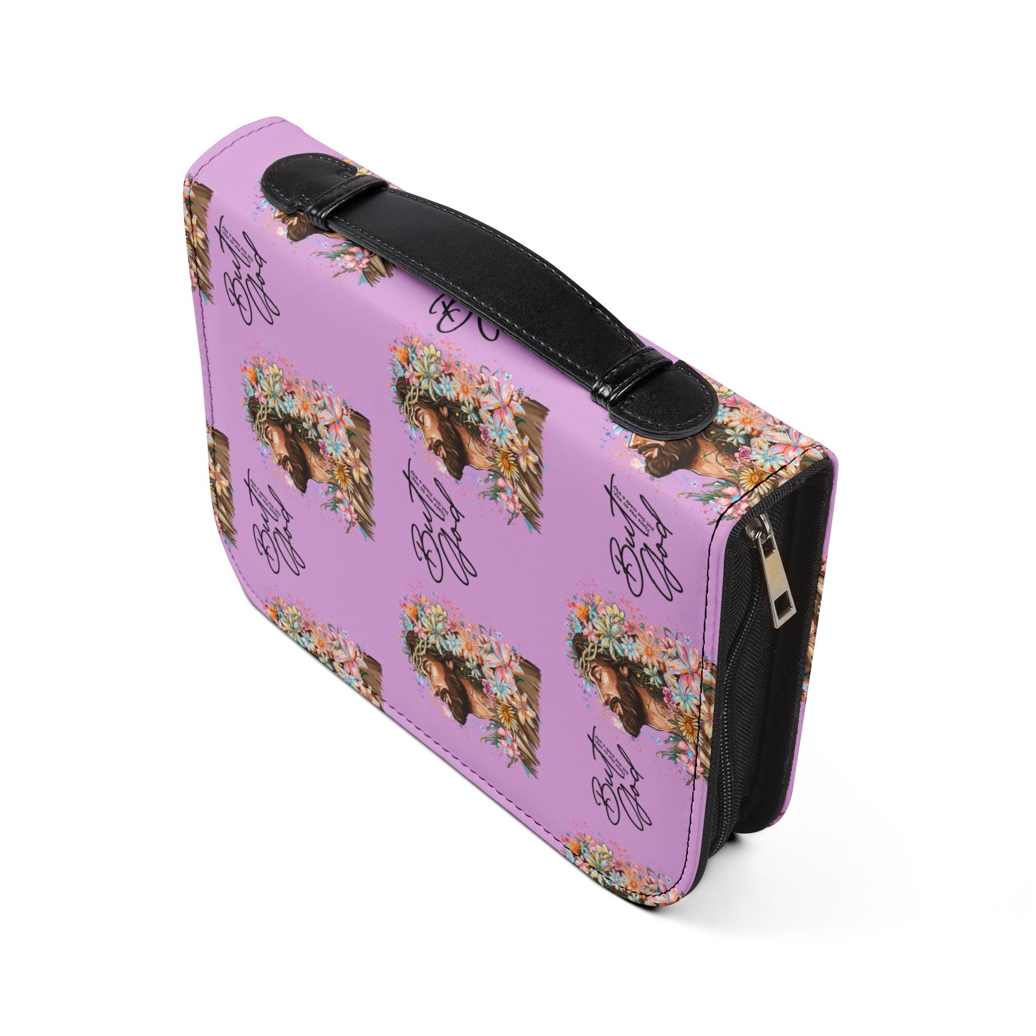 Floral Jesus 'But God' Bible Cover — Pink Zippered Scripture Case