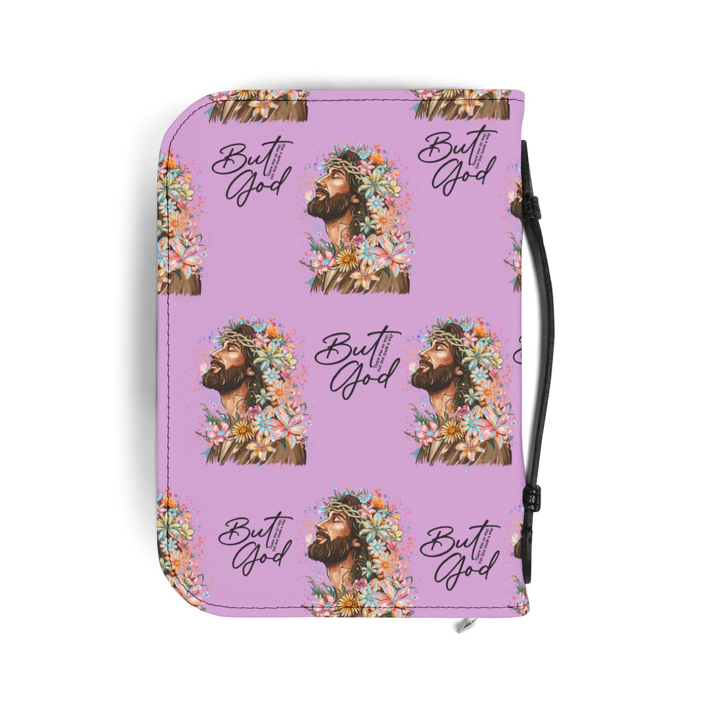 Floral Jesus 'But God' Bible Cover — Pink Zippered Scripture Case