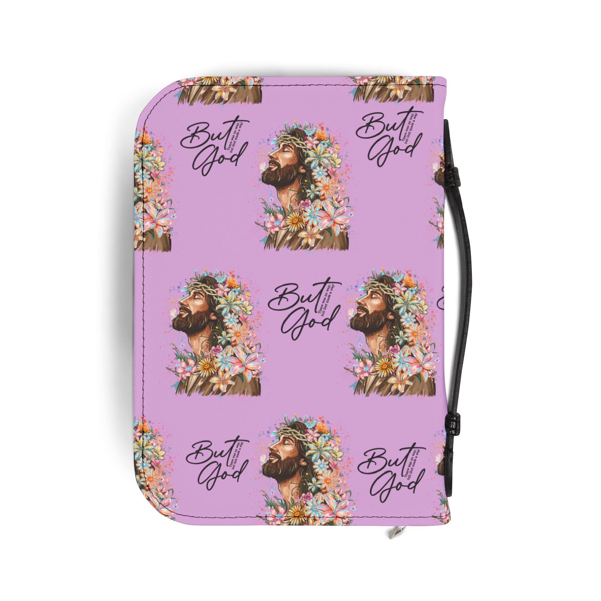 Floral Jesus 'But God' Bible Cover — Pink Zippered Scripture Case