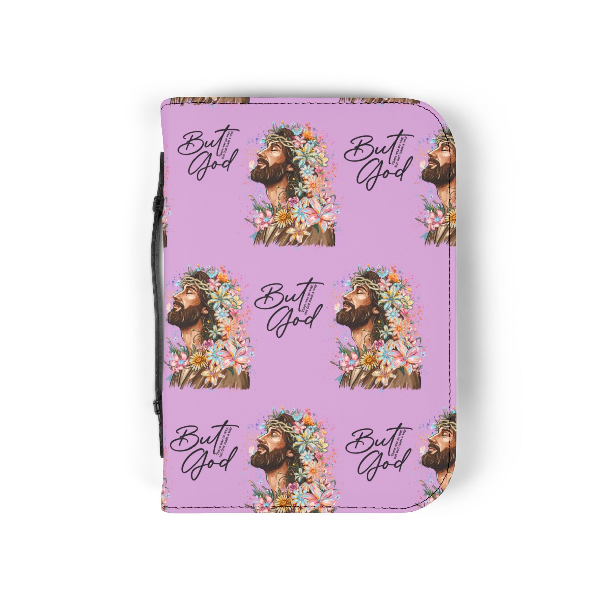 Floral Jesus 'But God' Bible Cover — Pink Zippered Scripture Case