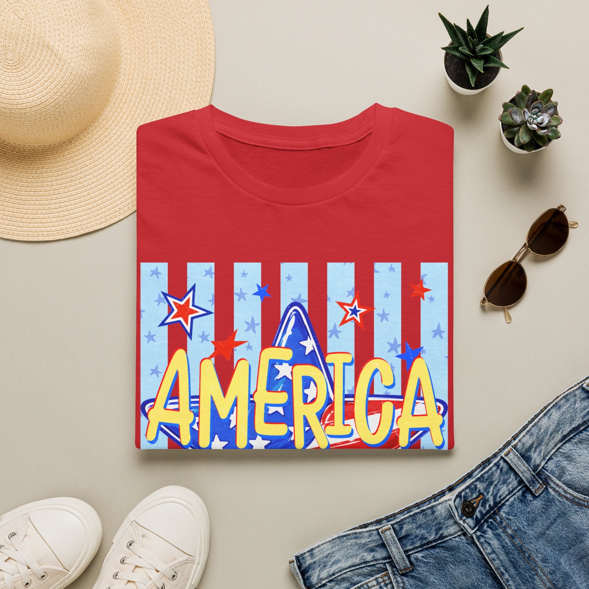 America Hallelujah T-Shirt — Patriotic Star Graphic Tee for 4th of July