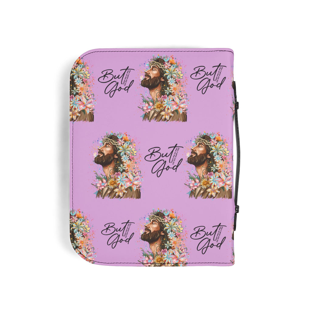 Floral Jesus 'But God' Bible Cover — Pink Zippered Scripture Case
