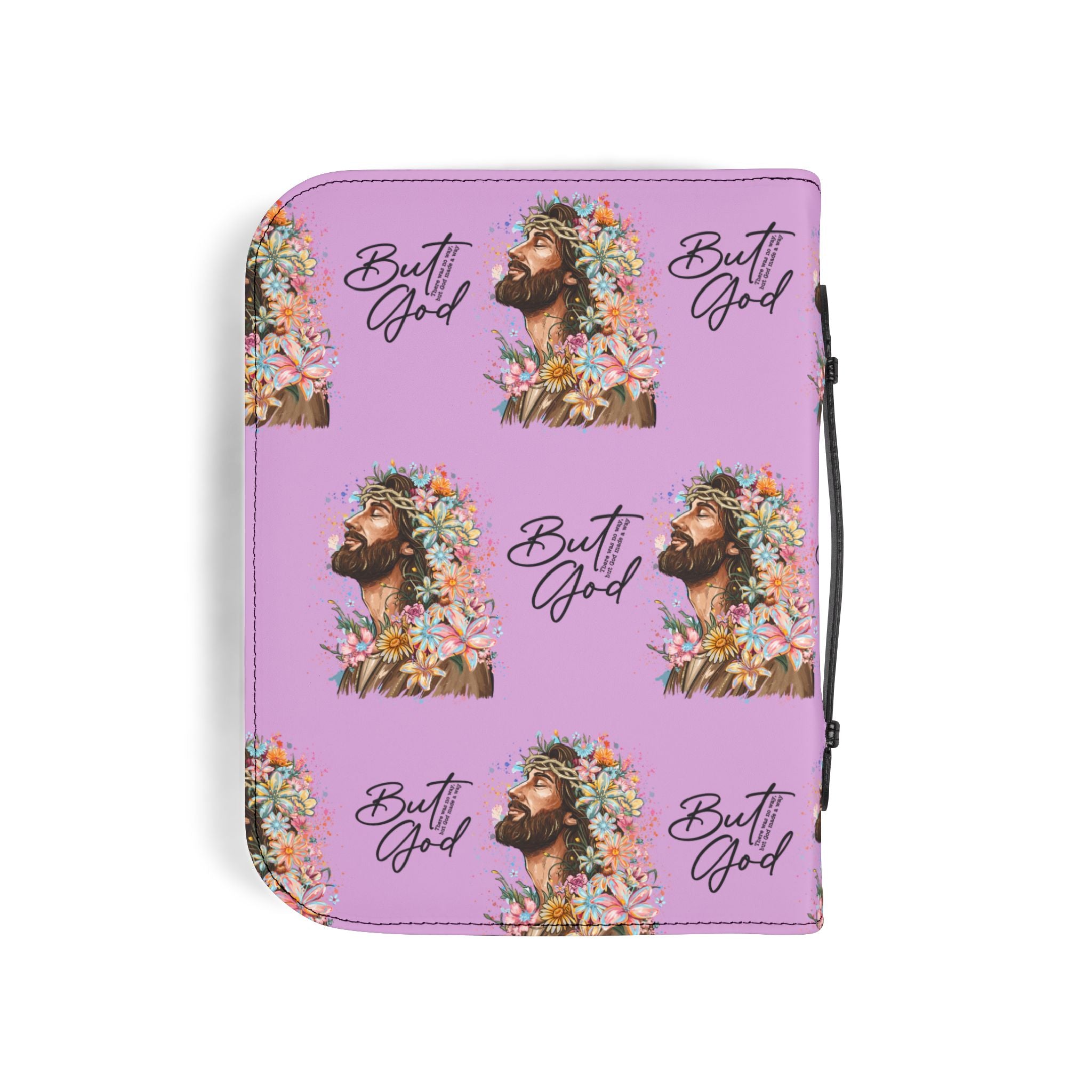 Floral Jesus 'But God' Bible Cover — Pink Zippered Scripture Case