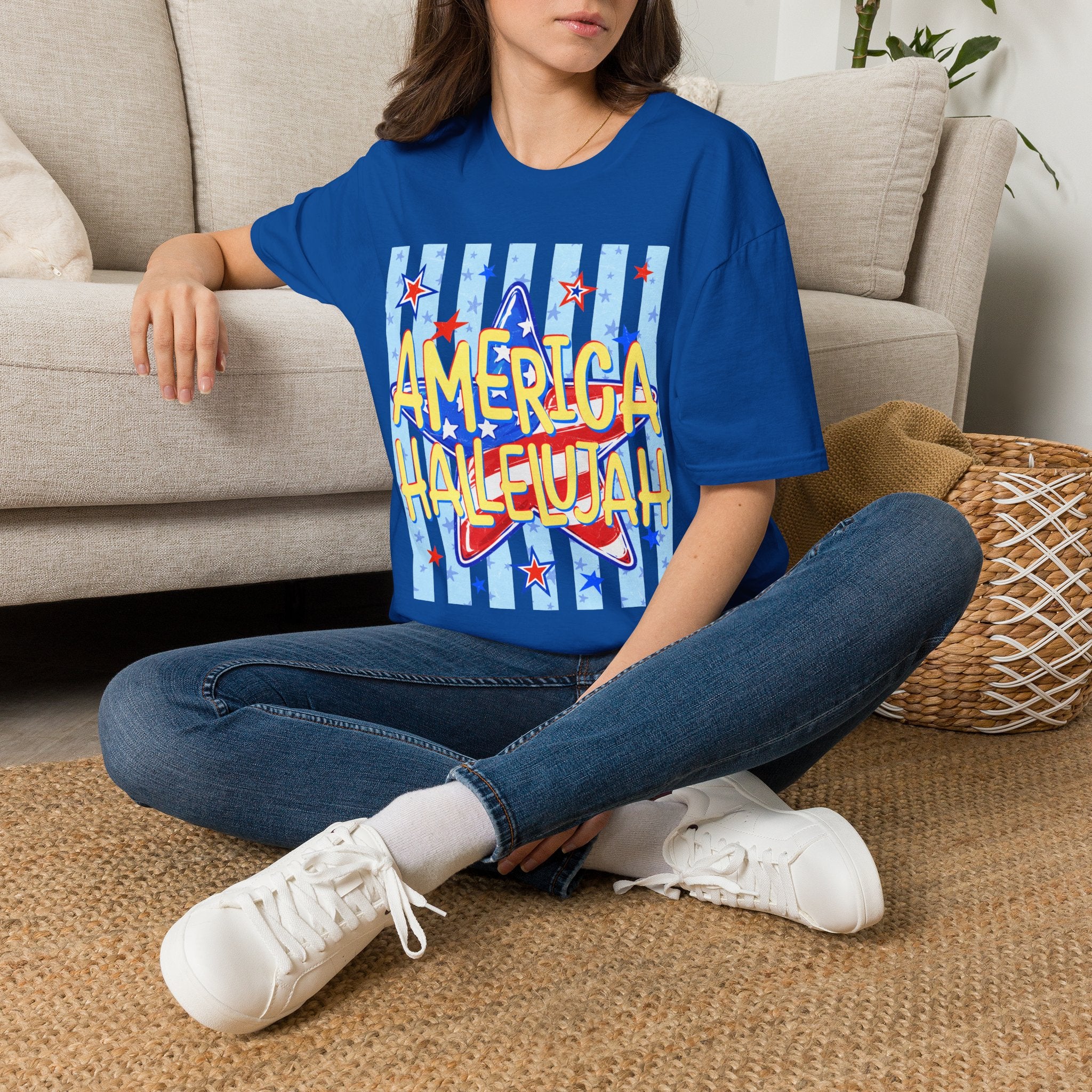 America Hallelujah T-Shirt — Patriotic Star Graphic Tee for 4th of July