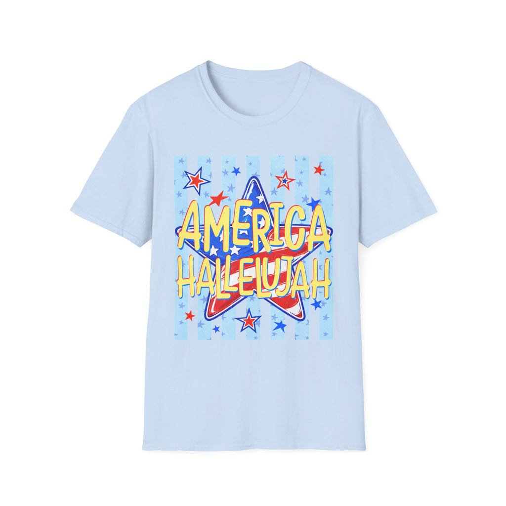 America Hallelujah T-Shirt — Patriotic Star Graphic Tee for 4th of July