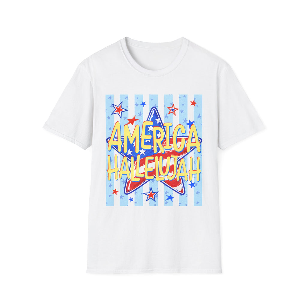 America Hallelujah T-Shirt — Patriotic Star Graphic Tee for 4th of July