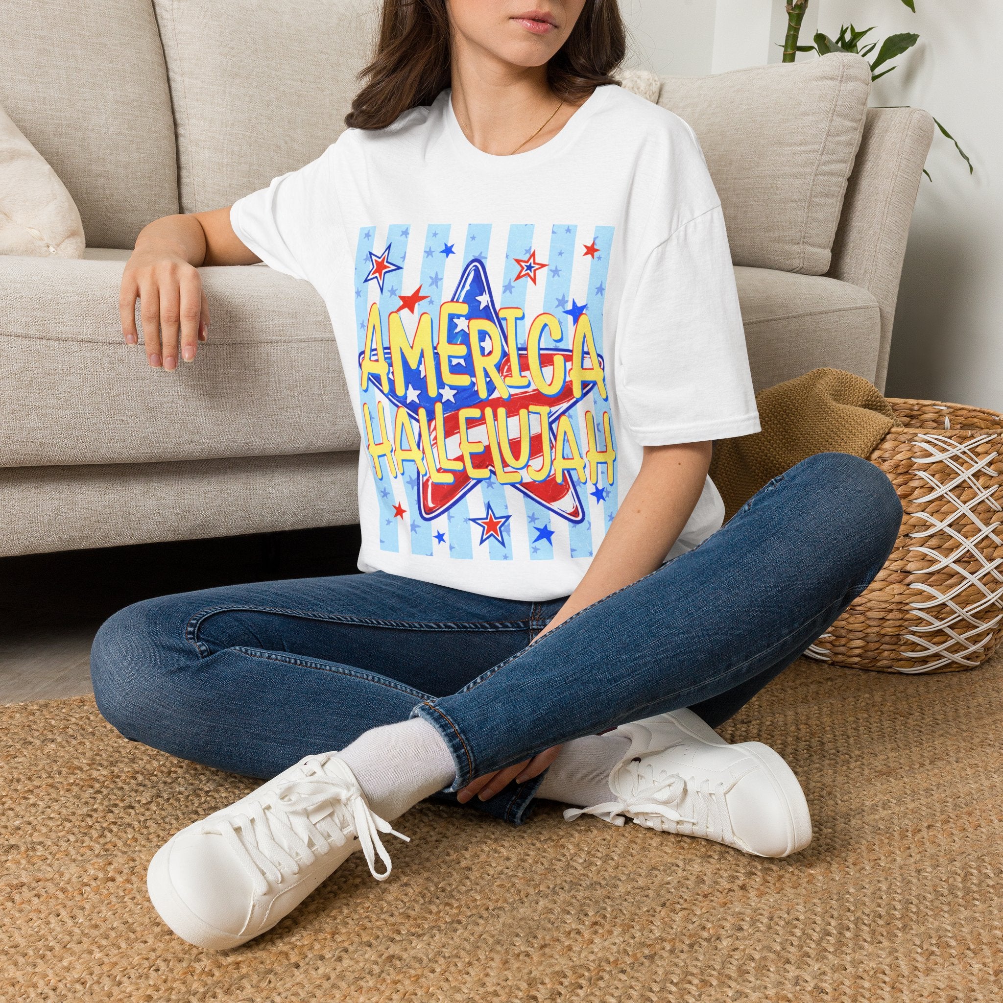 America Hallelujah T-Shirt — Patriotic Star Graphic Tee for 4th of July