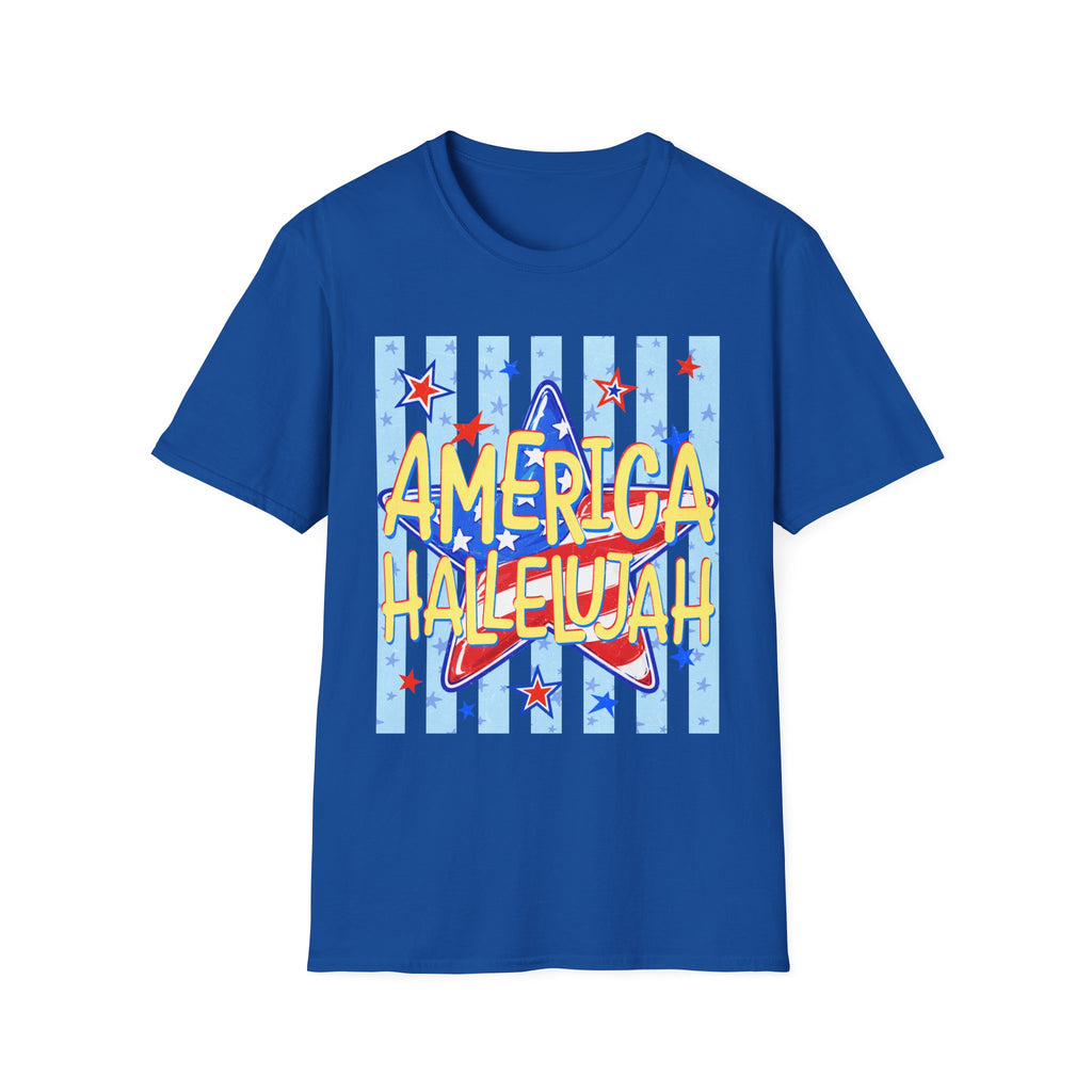 America Hallelujah T-Shirt — Patriotic Star Graphic Tee for 4th of July
