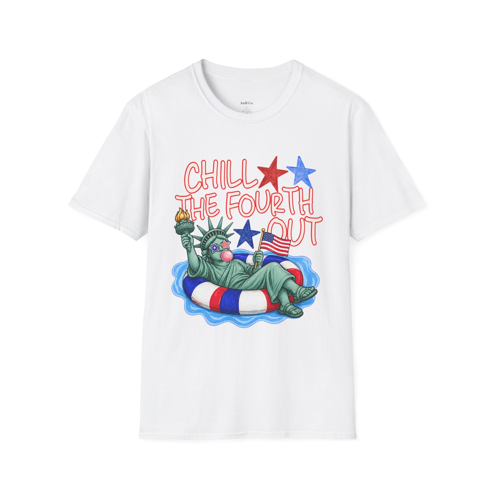 Chill the Fourth Out T-Shirt — Relaxed Statue of Liberty 4th of July Tee