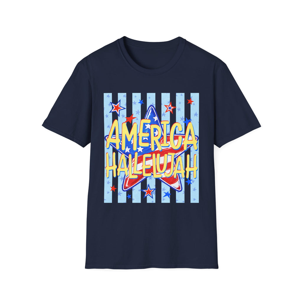 America Hallelujah T-Shirt — Patriotic Star Graphic Tee for 4th of July
