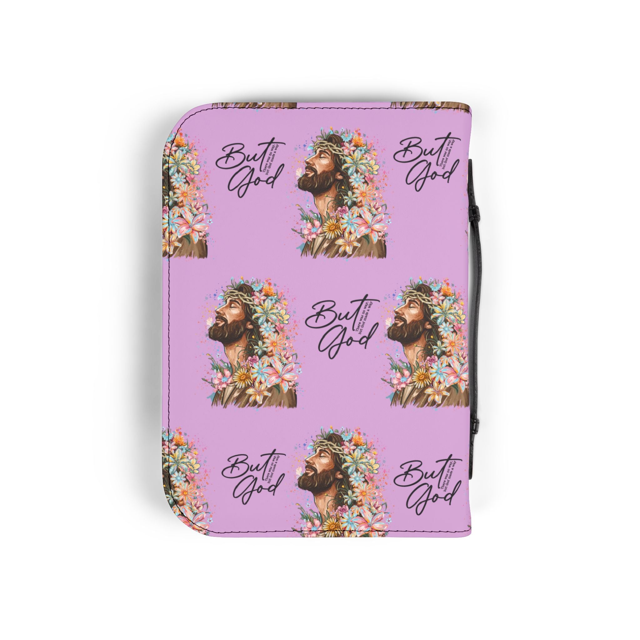 Floral Jesus 'But God' Bible Cover — Pink Zippered Scripture Case