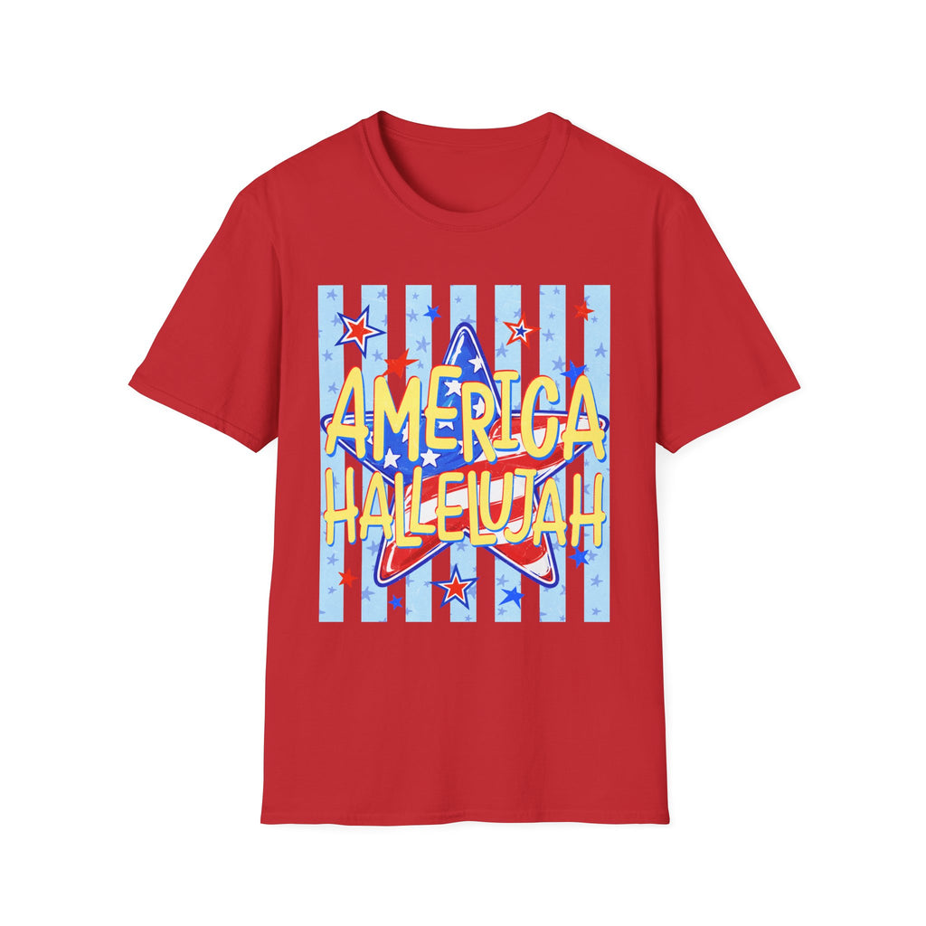 America Hallelujah T-Shirt — Patriotic Star Graphic Tee for 4th of July