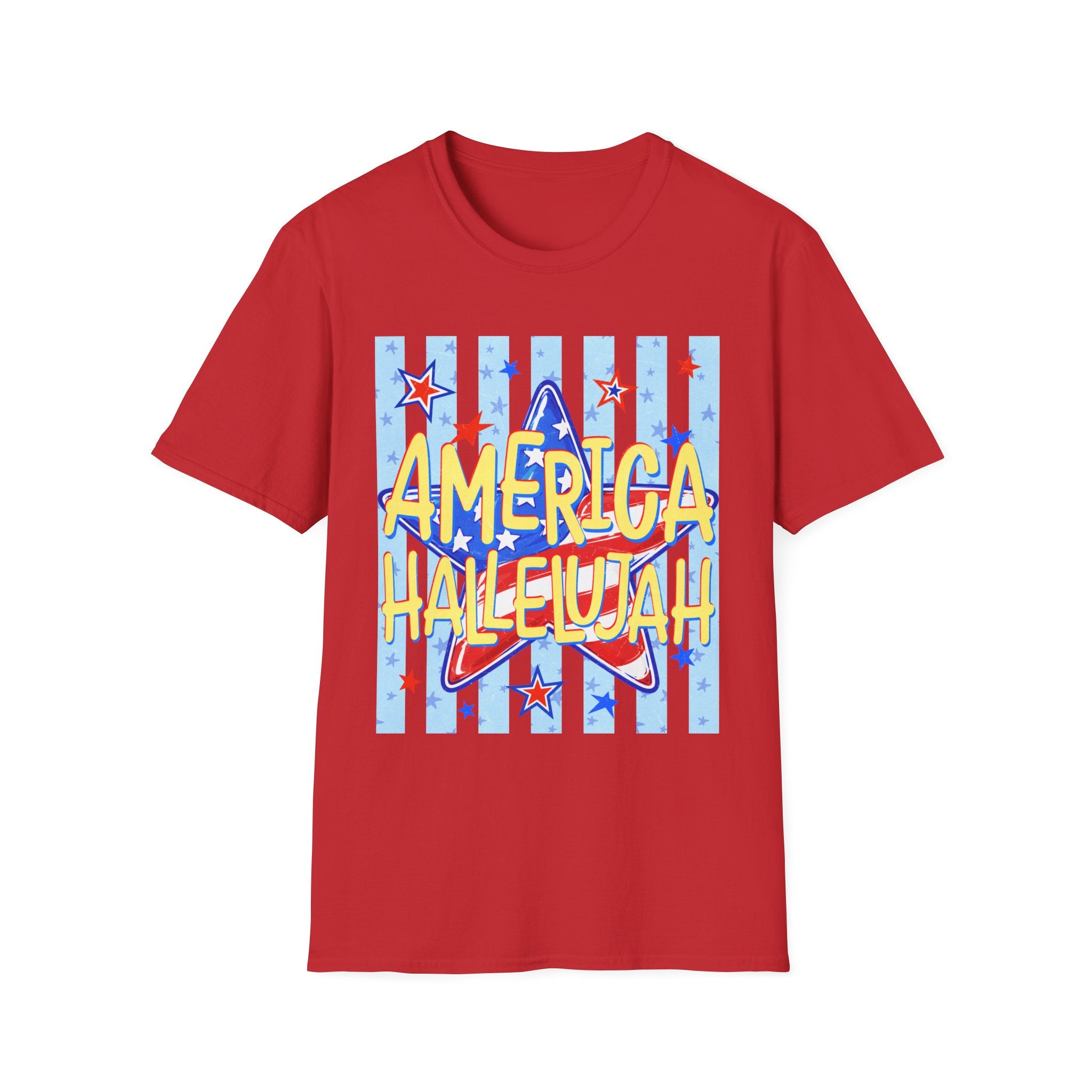 America Hallelujah T-Shirt — Patriotic Star Graphic Tee for 4th of July