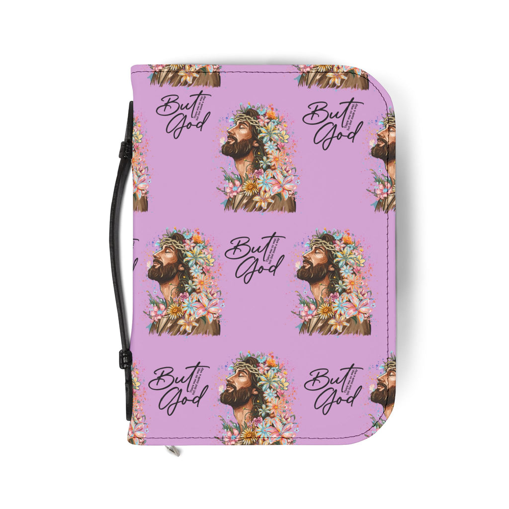 Floral Jesus 'But God' Bible Cover — Pink Zippered Scripture Case