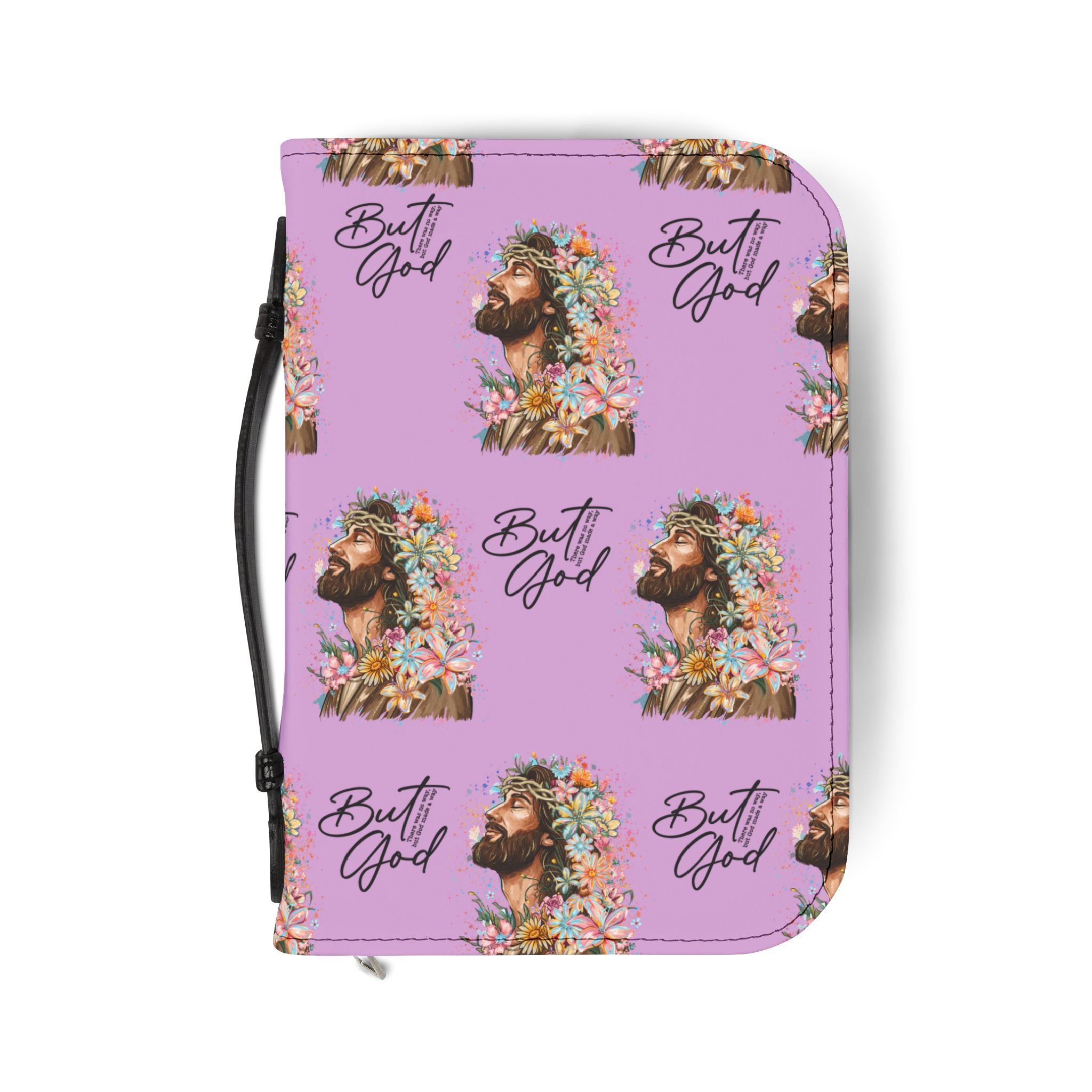 Floral Jesus 'But God' Bible Cover — Pink Zippered Scripture Case