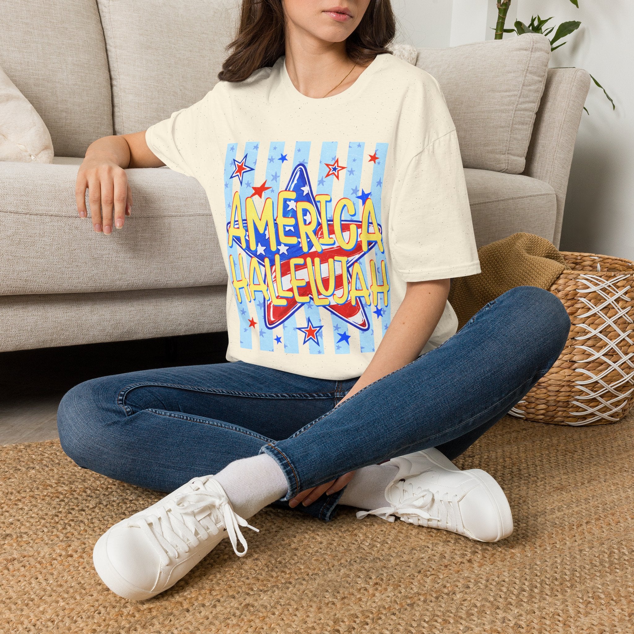America Hallelujah T-Shirt — Patriotic Star Graphic Tee for 4th of July