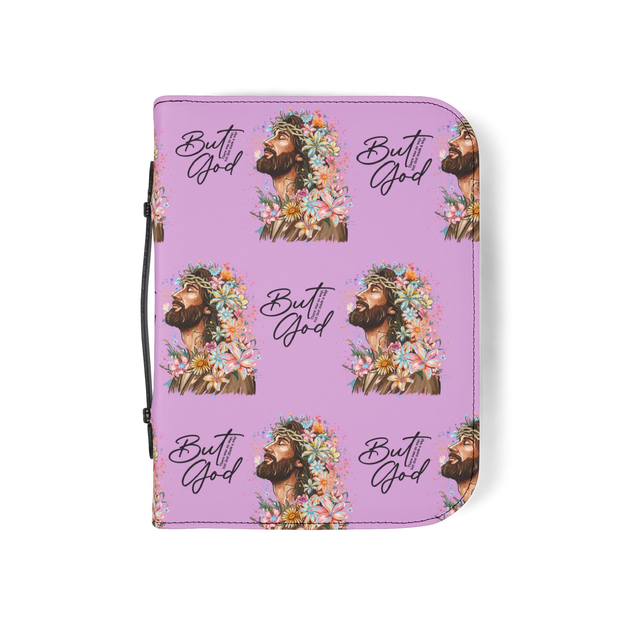 Floral Jesus 'But God' Bible Cover — Pink Zippered Scripture Case