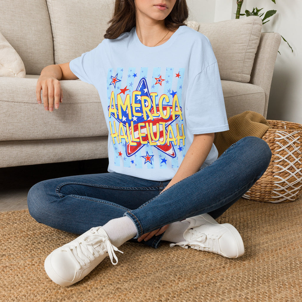 America Hallelujah T-Shirt — Patriotic Star Graphic Tee for 4th of July