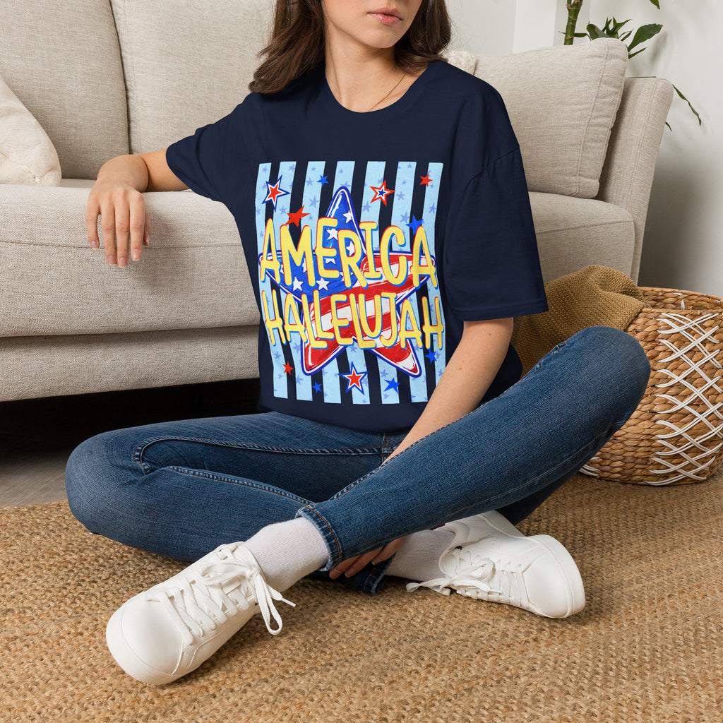 America Hallelujah T-Shirt — Patriotic Star Graphic Tee for 4th of July