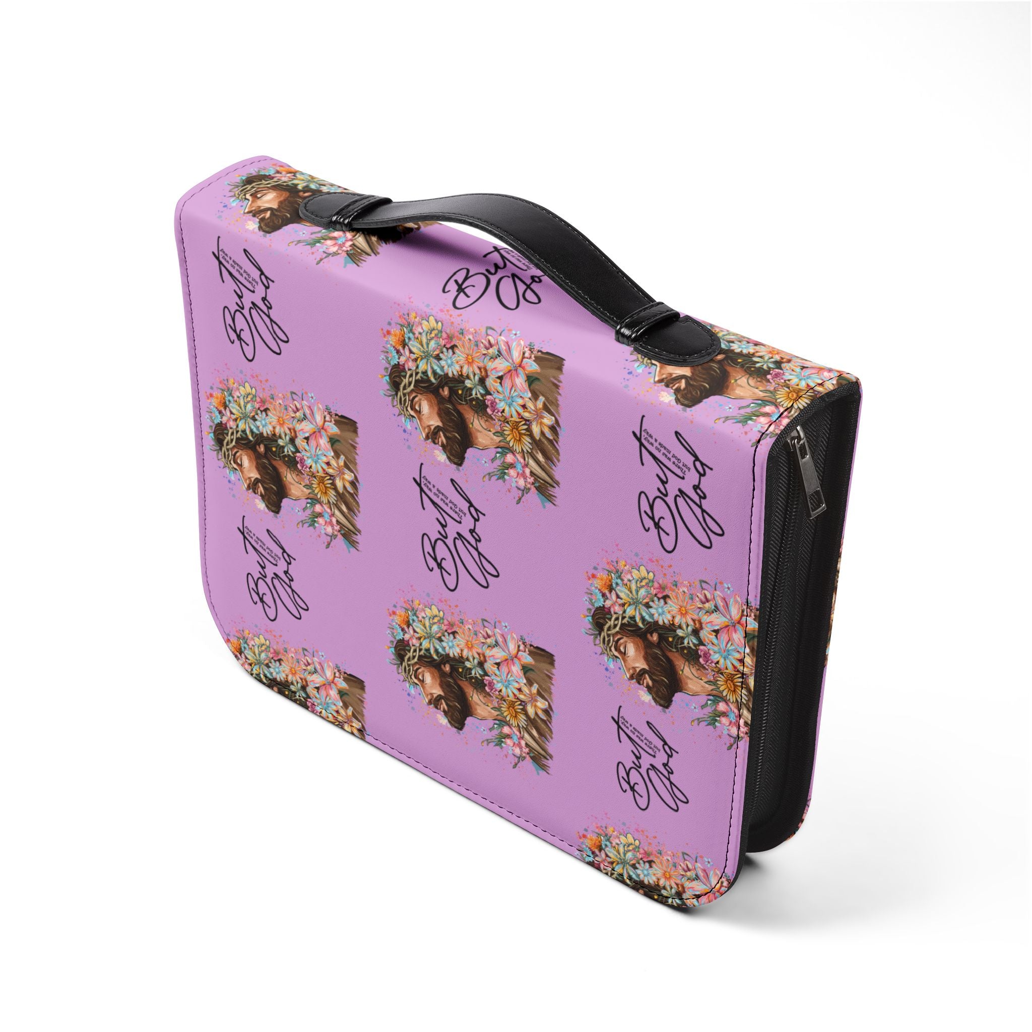 Floral Jesus 'But God' Bible Cover — Pink Zippered Scripture Case