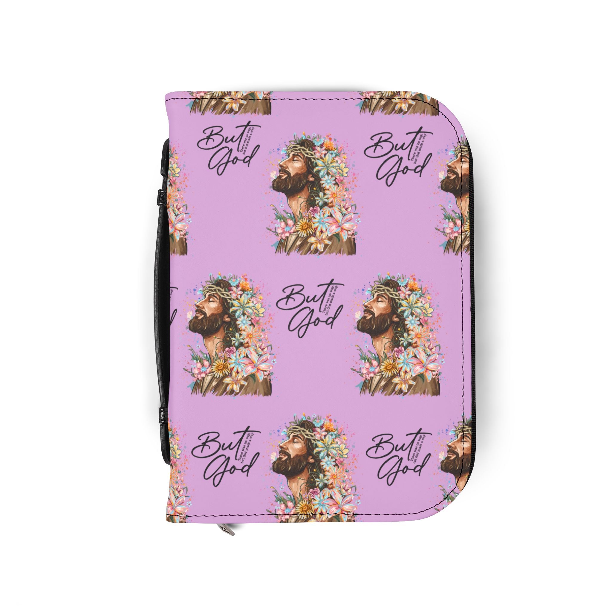 Floral Jesus 'But God' Bible Cover — Pink Zippered Scripture Case