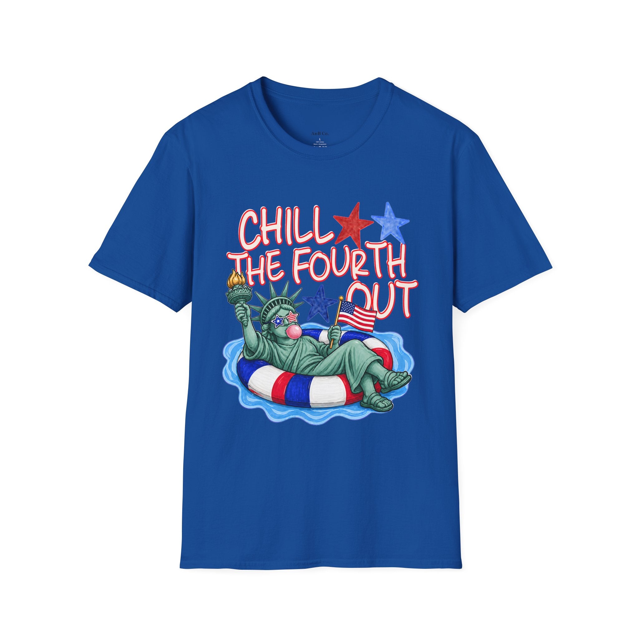 Chill the Fourth Out T-Shirt — Relaxed Statue of Liberty 4th of July Tee