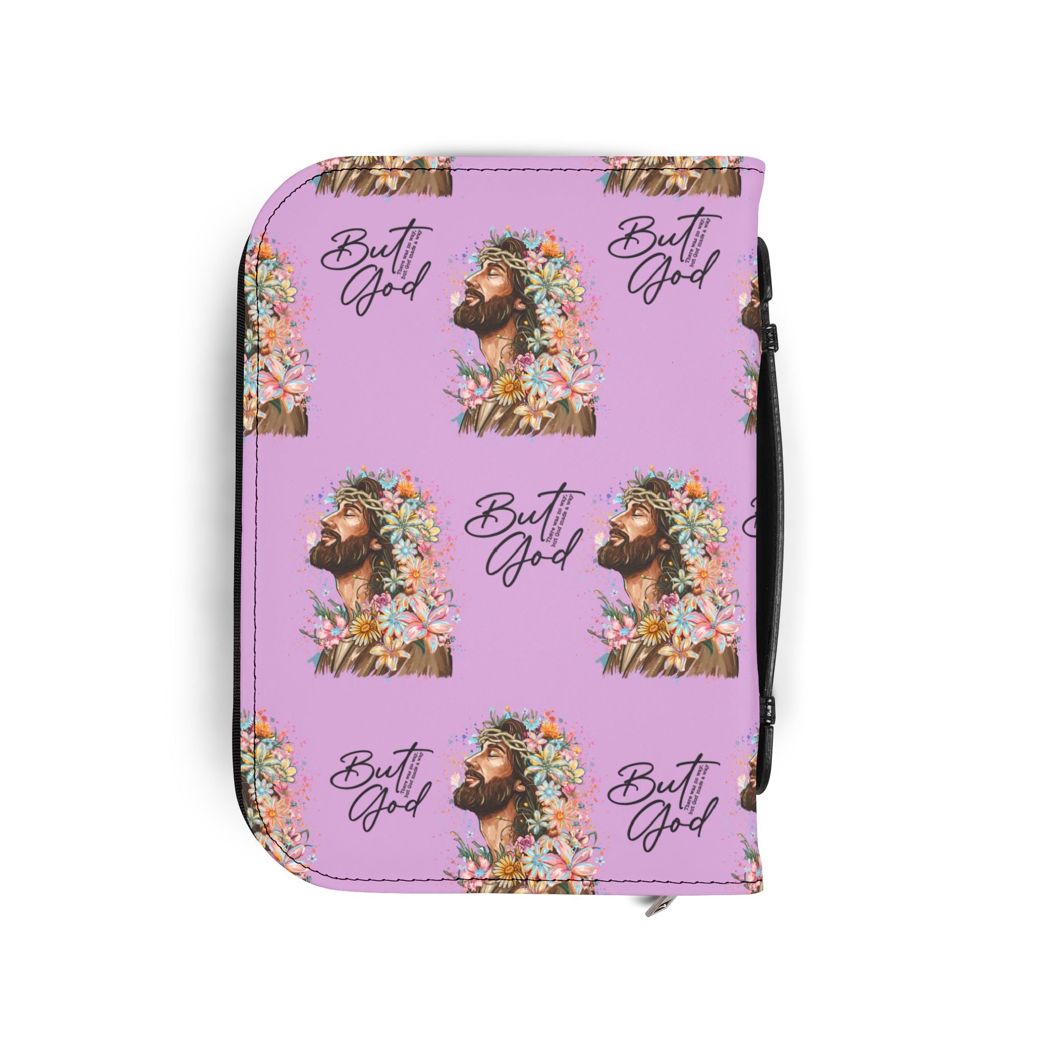 Floral Jesus 'But God' Bible Cover — Pink Zippered Scripture Case